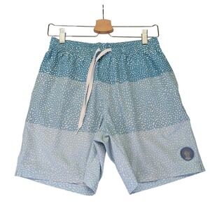 Chubbies Mens 7 Inseam Swim Trunks Blue Colorblock Spotted Mesh Lined Small